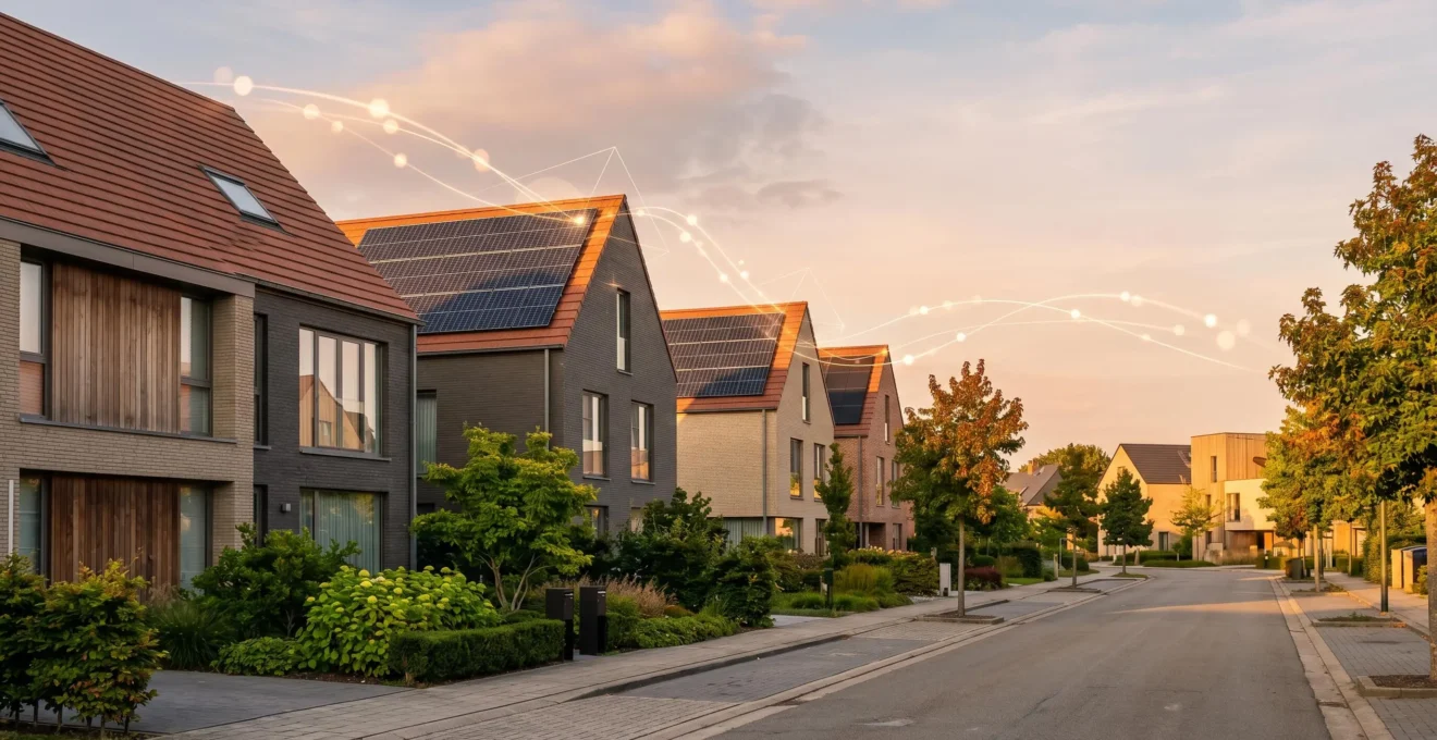 Voisins partageant de l'energie renouvelable dans une communaute locale en Belgique