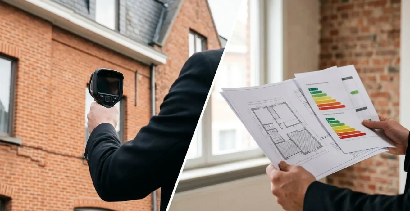 Comparaison visuelle entre audit énergétique et certificat PEB pour la rénovation d'une maison en Belgique