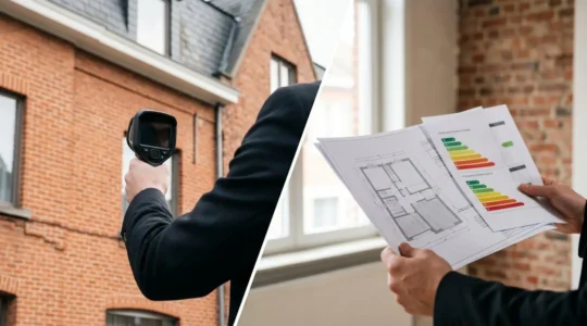 Comparaison visuelle entre audit énergétique et certificat PEB pour la rénovation d'une maison en Belgique