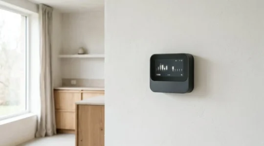 Compteur électrique intelligent moderne dans un environnement domestique belge contemporain