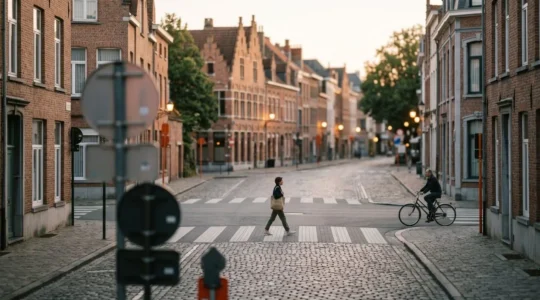 Panneaux de signalisation de zone à faibles émissions sur une route urbaine belge