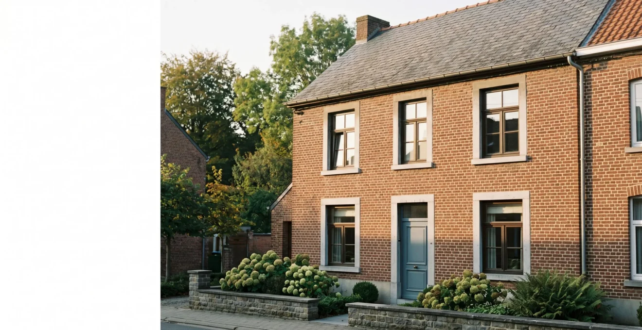 Maison wallonne typique en brique avec toiture en pente, symbolisant la rénovation énergétique et les primes habitation en Belgique