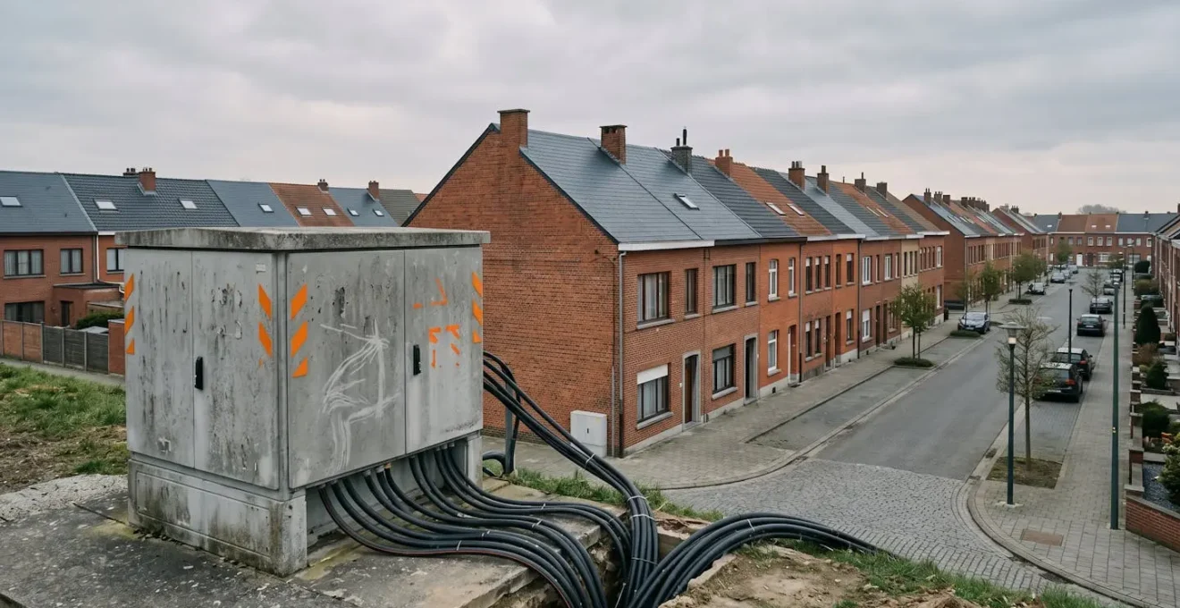 Installation technique de distribution électrique symbolisant le monopole des gestionnaires de réseau en Belgique